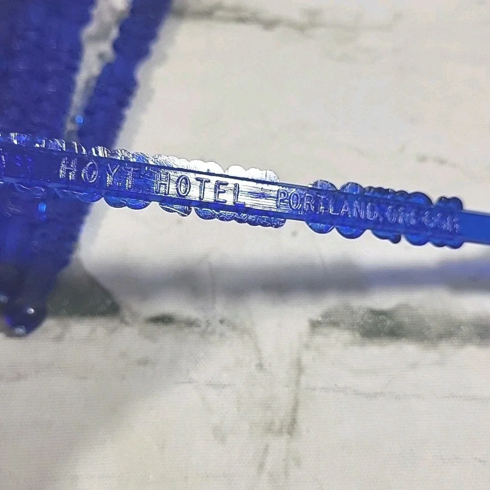 HOYT‎ HOTEL Portland OR Barbary Coast Vintage Swizzle Sticks Blue Set of 12